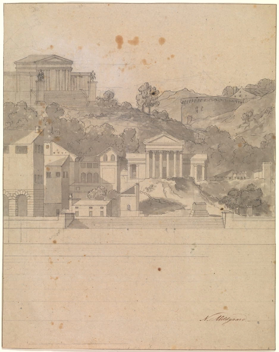 Studio, Paesaggio con edifici antichi - Statens Museum for Kunst